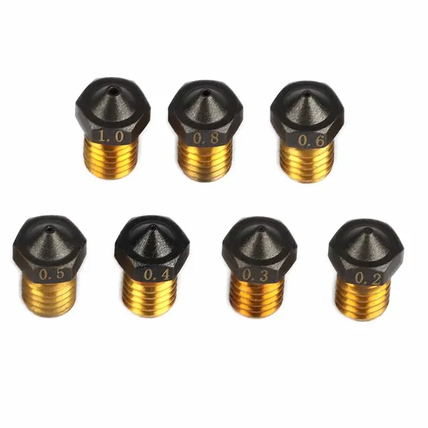 Obrázek PTFE potažená mosazná tryska M6 E3DV6 kompatibilní