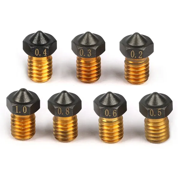 Obrázek PTFE potažená mosazná tryska M6 E3DV6 kompatibilní