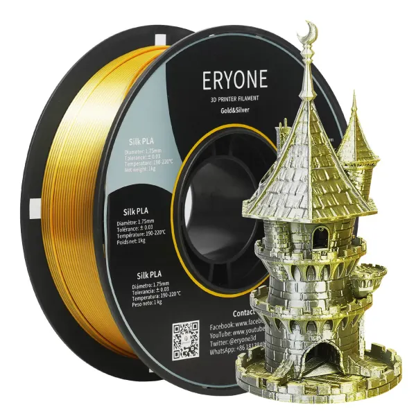 Obrázek ERYONE PLA Filament - Dvoubarevný 1kg (zlatá, stříbrná)