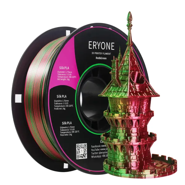Obrázek ERYONE PLA Filament - Dvoubarevný 1kg (červená, zelená)