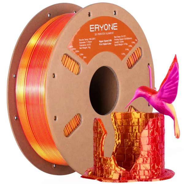 Obrázek ERYONE PLA Filament - Tříbarevný 1kg (červená, zlatá, fialová)