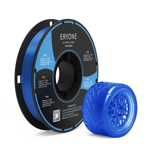 Obrázek ERYONE TPU Filament - průhledná modrá 0.5 Kg