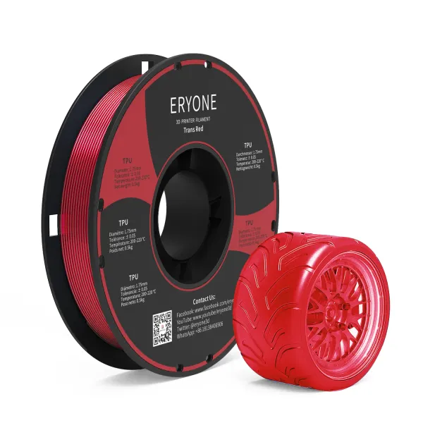 Obrázek ERYONE TPU Filament - průhledná červená 0.5 Kg