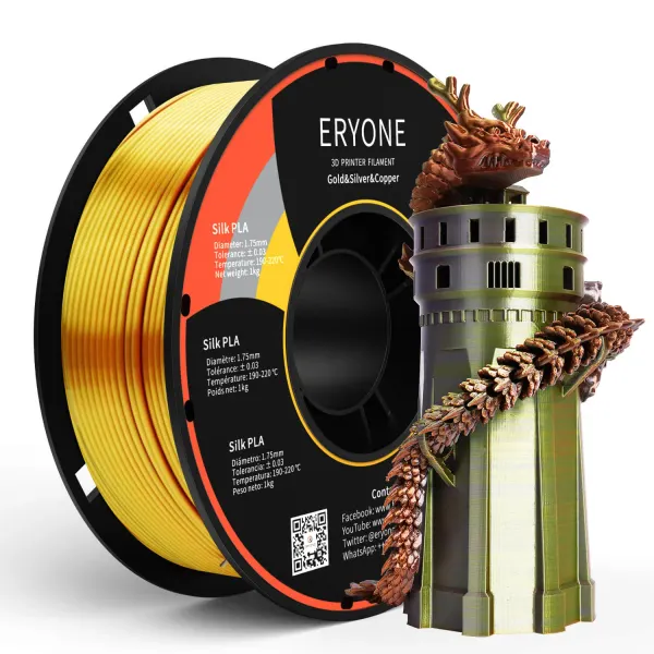 Obrázek ERYONE PLA Filament - Tříbarevný 1kg (zlatá, stříbrná, měděná)