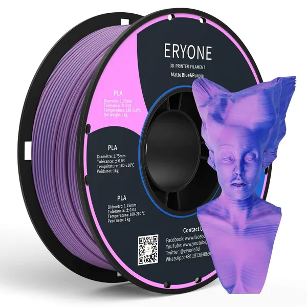 Obrázek ERYONE PLA Matte Filament - Matný dvoubarevný 1kg (modrá, fialová)