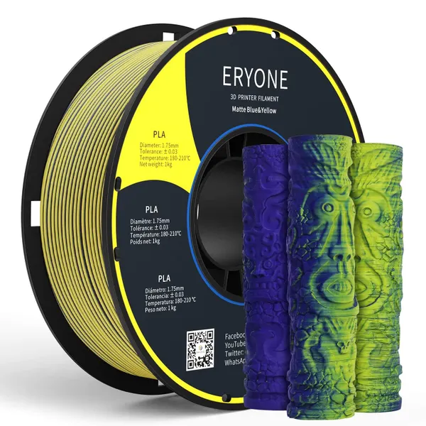 Obrázek ERYONE PLA Matte Filament - Matný dvoubarevný 1kg (modrá, žlutá)