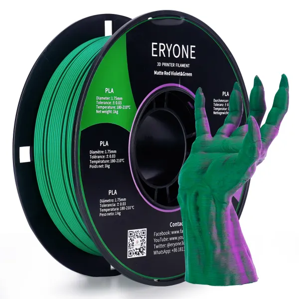 Obrázek ERYONE PLA Matte Filament - Matný dvoubarevný 1kg (zelená, fuchsie)