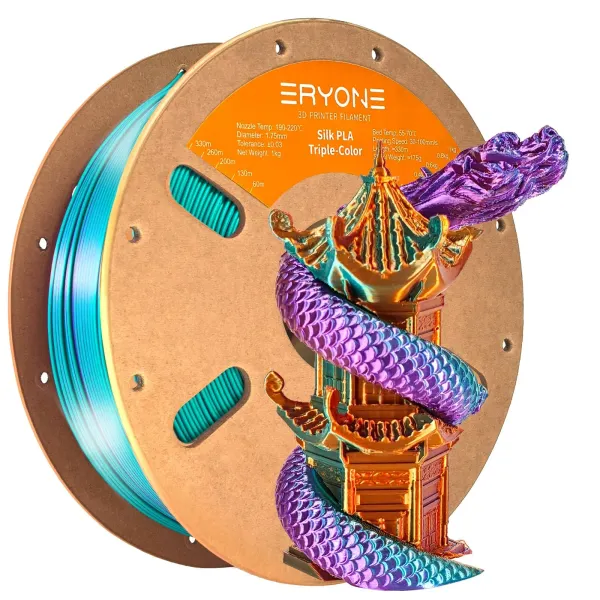 Obrázek ERYONE PLA Filament - Tříbarevný 1kg (fialová, modrozelená, oranžová)