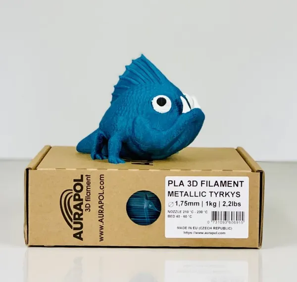 Obrázek AURAPOL PLA 3D Filament Metalická TYRKYSOVÁ 1 kg 1,75 mm